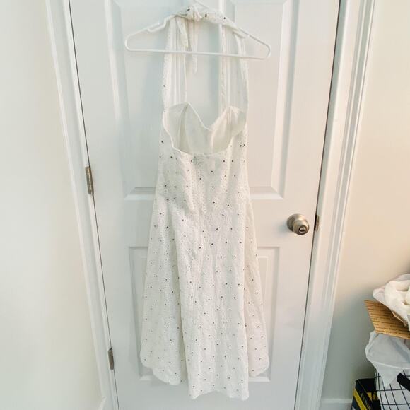 Diane von Furstenberg DVF Dress Womens 10 White Rive Halter Eyelet Lace Y2k - Picture 6 of 10